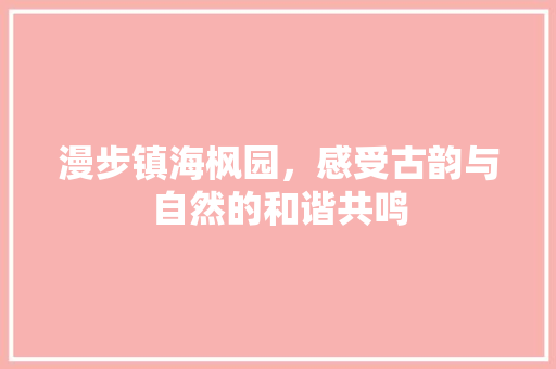 漫步镇海枫园，感受古韵与自然的和谐共鸣