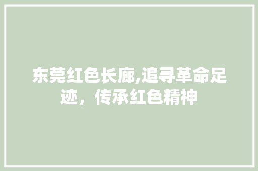 东莞红色长廊,追寻革命足迹，传承红色精神  第1张