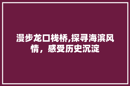 漫步龙口栈桥,探寻海滨风情，感受历史沉淀