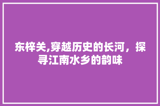 东梓关,穿越历史的长河，探寻江南水乡的韵味  第1张