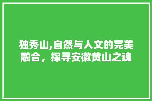 独秀山,自然与人文的完美融合，探寻安徽黄山之魂