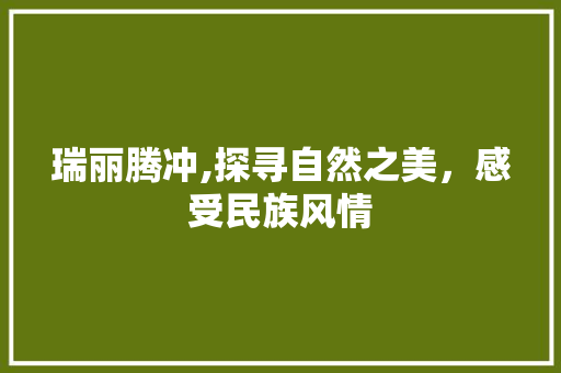 瑞丽腾冲,探寻自然之美，感受民族风情  第1张