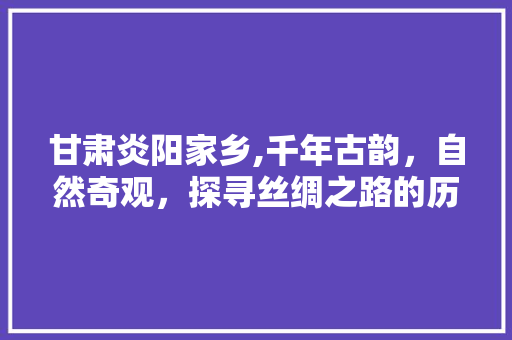 甘肃炎阳家乡,千年古韵，自然奇观，探寻丝绸之路的历史足迹