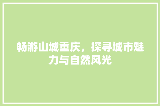 畅游山城重庆，探寻城市魅力与自然风光