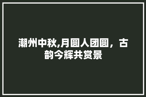 潮州中秋,月圆人团圆，古韵今辉共赏景