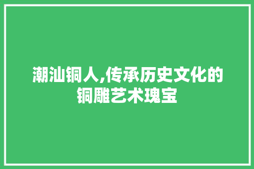 潮汕铜人,传承历史文化的铜雕艺术瑰宝