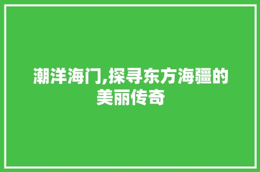 潮洋海门,探寻东方海疆的美丽传奇