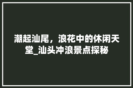 潮起汕尾，浪花中的休闲天堂_汕头冲浪景点探秘  第1张