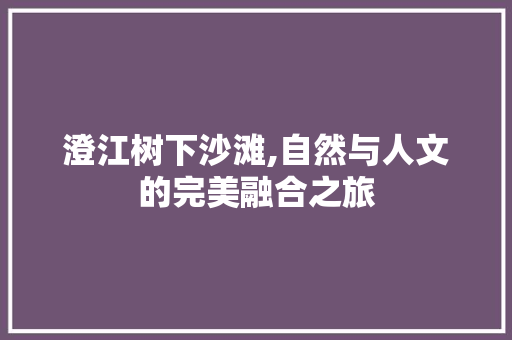 澄江树下沙滩,自然与人文的完美融合之旅