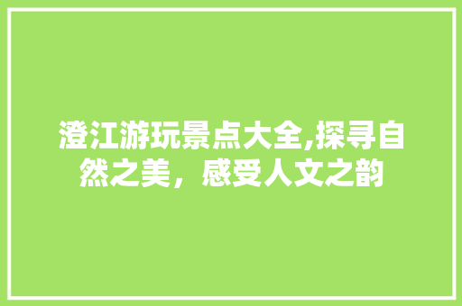 澄江游玩景点大全,探寻自然之美，感受人文之韵