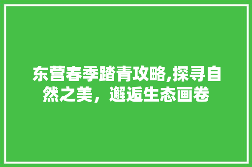 东营春季踏青攻略,探寻自然之美，邂逅生态画卷  第1张