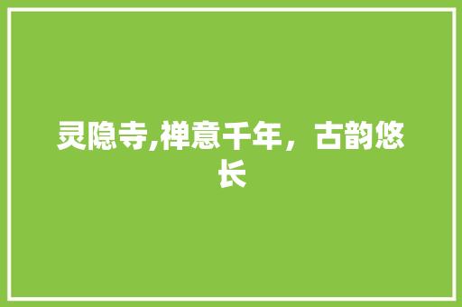 灵隐寺,禅意千年，古韵悠长