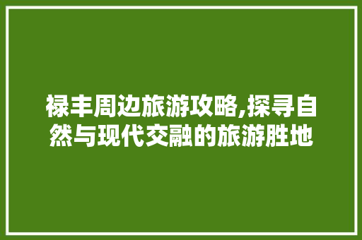 禄丰周边旅游攻略,探寻自然与现代交融的旅游胜地