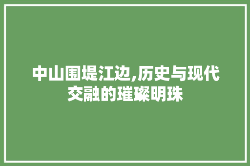 中山围堤江边,历史与现代交融的璀璨明珠  第1张