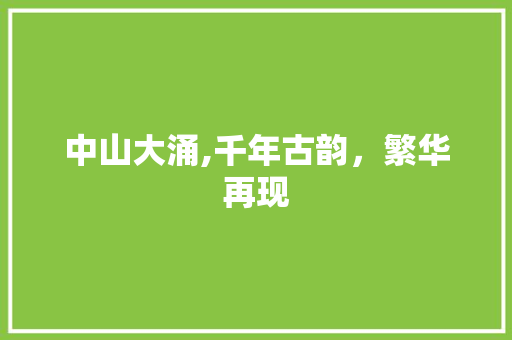中山大涌,千年古韵，繁华再现  第1张