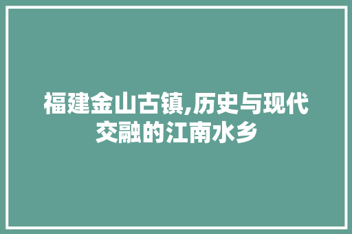 福建金山古镇,历史与现代交融的江南水乡