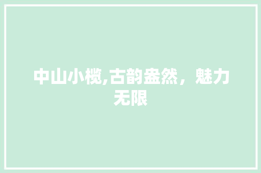 中山小榄,古韵盎然，魅力无限