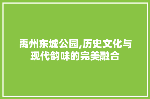 禹州东城公园,历史文化与现代韵味的完美融合