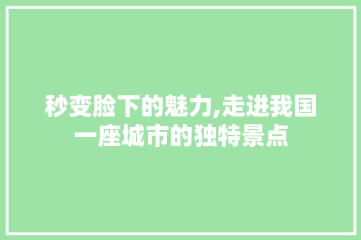 秒变脸下的魅力,走进我国一座城市的独特景点  第1张