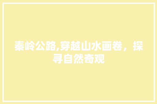 秦岭公路,穿越山水画卷，探寻自然奇观