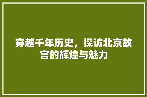 穿越千年历史，探访北京故宫的辉煌与魅力