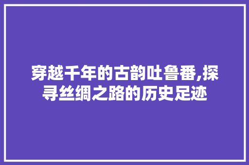 穿越千年的古韵吐鲁番,探寻丝绸之路的历史足迹  第1张