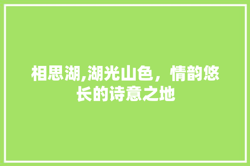 相思湖,湖光山色，情韵悠长的诗意之地