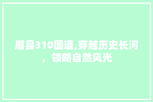 眉县310国道,穿越历史长河，领略自然风光