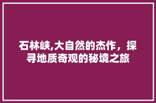 石林峡,大自然的杰作，探寻地质奇观的秘境之旅  第1张