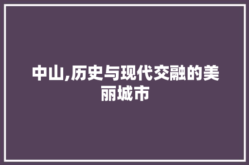中山,历史与现代交融的美丽城市  第1张