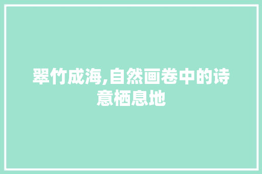 翠竹成海,自然画卷中的诗意栖息地