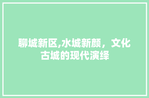 聊城新区,水城新颜，文化古城的现代演绎