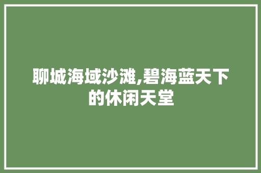 聊城海域沙滩,碧海蓝天下的休闲天堂