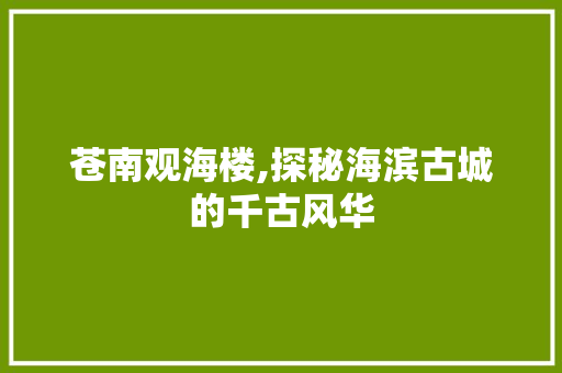 苍南观海楼,探秘海滨古城的千古风华