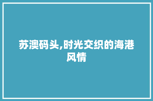 苏澳码头,时光交织的海港风情