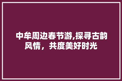 中牟周边春节游,探寻古韵风情，共度美好时光