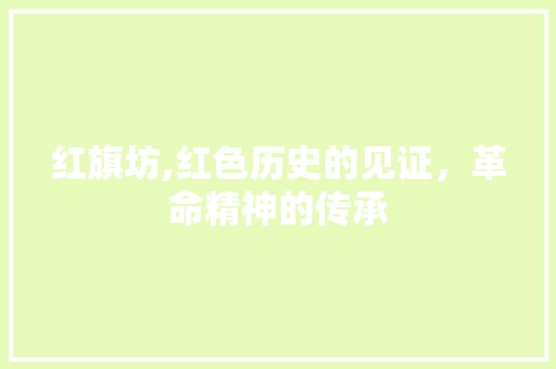 红旗坊,红色历史的见证，革命精神的传承