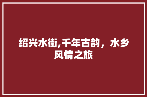 绍兴水街,千年古韵，水乡风情之旅