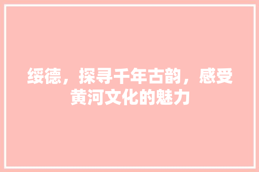 绥德，探寻千年古韵，感受黄河文化的魅力