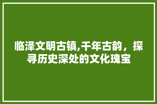 临泽文明古镇,千年古韵，探寻历史深处的文化瑰宝