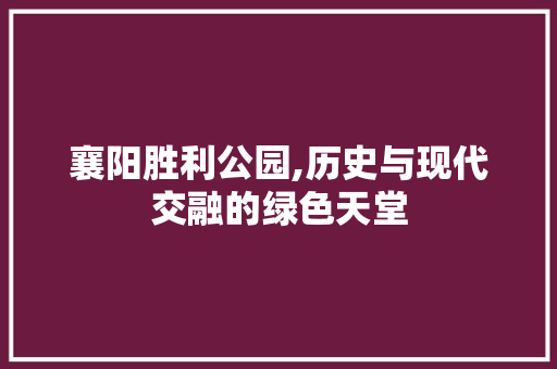 襄阳胜利公园,历史与现代交融的绿色天堂