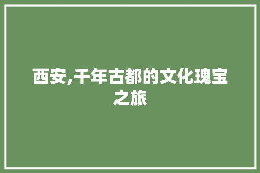 西安,千年古都的文化瑰宝之旅