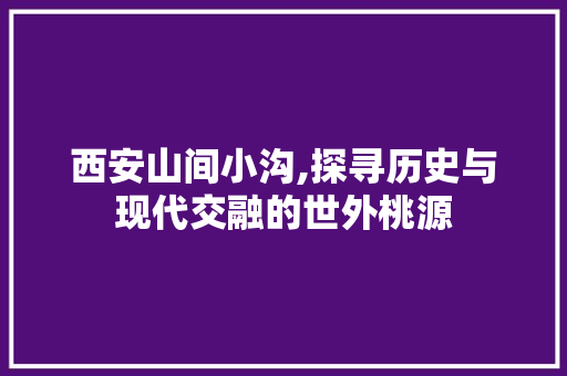 西安山间小沟,探寻历史与现代交融的世外桃源