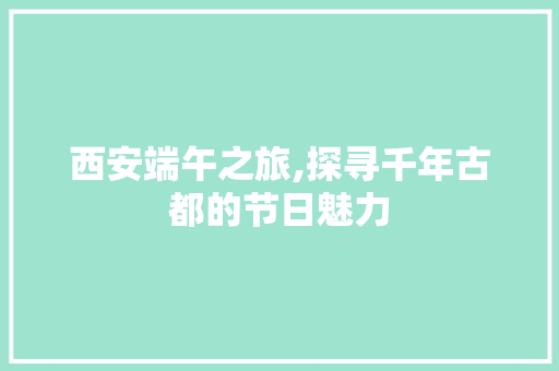 西安端午之旅,探寻千年古都的节日魅力