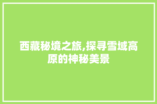 西藏秘境之旅,探寻雪域高原的神秘美景