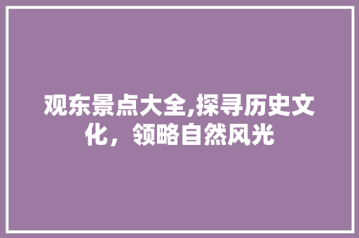 观东景点大全,探寻历史文化，领略自然风光