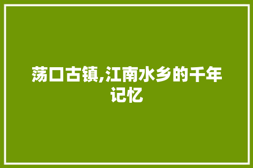 荡口古镇,江南水乡的千年记忆