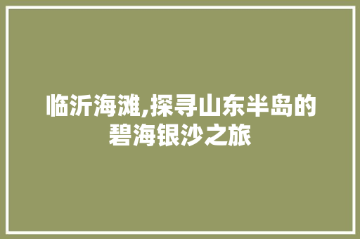 临沂海滩,探寻山东半岛的碧海银沙之旅