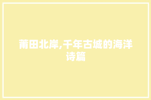 莆田北岸,千年古城的海洋诗篇