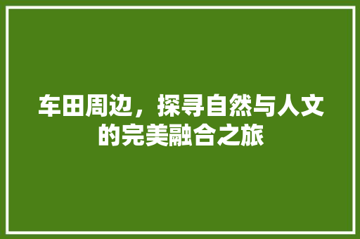 车田周边，探寻自然与人文的完美融合之旅
